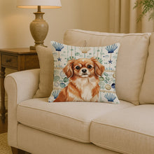 Load image into Gallery viewer, Red Tibetan Spaniel Coastal Sea Glass Throw Pillow