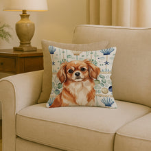 Load image into Gallery viewer, Red Tibetan Spaniel Coastal Sea Glass Throw Pillow