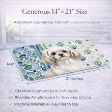 Load image into Gallery viewer, White Tibetan Spaniel Coastal Sea Glass Dish Drying Mat