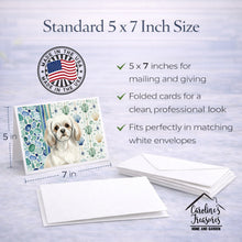 Load image into Gallery viewer, White Tibetan Spaniel Coastal Sea Glass Greeting Cards Pack of 8