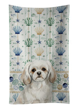 Load image into Gallery viewer, White Tibetan Spaniel Coastal Sea Glass Kitchen Towel