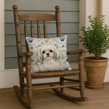 Load image into Gallery viewer, White Tibetan Spaniel Coastal Sea Glass Throw Pillow