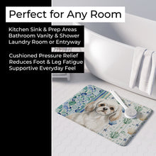 Load image into Gallery viewer, White Tibetan Spaniel Coastal Sea Glass Memory Foam Kitchen Mat