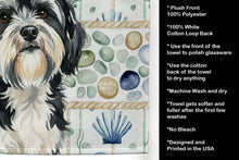 Load image into Gallery viewer, Black and White Tibetan Terrier Coastal Sea Glass Kitchen Towel