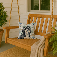 Load image into Gallery viewer, Black and White Tibetan Terrier Coastal Sea Glass Throw Pillow