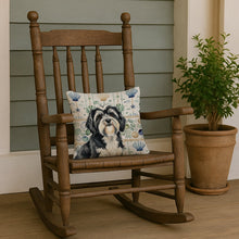 Load image into Gallery viewer, Black and White Tibetan Terrier Coastal Sea Glass Throw Pillow