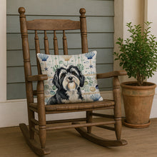 Load image into Gallery viewer, Black and White Tibetan Terrier Coastal Sea Glass Throw Pillow