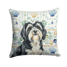 Load image into Gallery viewer, Black and White Tibetan Terrier Coastal Sea Glass Throw Pillow