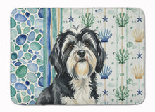 Load image into Gallery viewer, Black and White Tibetan Terrier Coastal Sea Glass Memory Foam Kitchen Mat