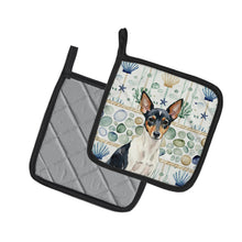Load image into Gallery viewer, Toy Fox Terrier Coastal Sea Glass Pair of Pot Holders