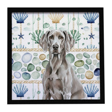 Load image into Gallery viewer, Weimaraner Coastal Sea Glass Framed Metal Print