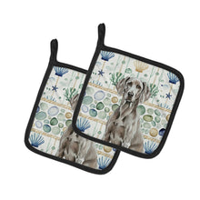 Load image into Gallery viewer, Weimaraner Coastal Sea Glass Pair of Pot Holders