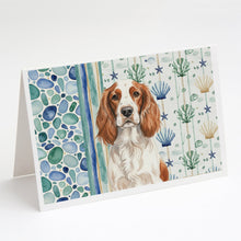 Load image into Gallery viewer, Welsh Springer Spaniel Coastal Sea Glass Greeting Cards Pack of 8