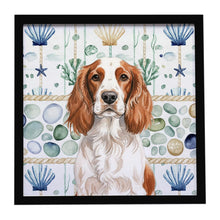 Load image into Gallery viewer, Welsh Springer Spaniel Coastal Sea Glass Framed Metal Print