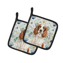 Load image into Gallery viewer, Welsh Springer Spaniel Coastal Sea Glass Pair of Pot Holders
