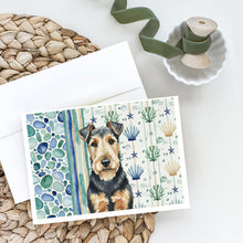 Load image into Gallery viewer, Welsh Terrier Coastal Sea Glass Greeting Cards Pack of 8