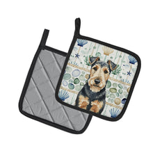 Load image into Gallery viewer, Welsh Terrier Coastal Sea Glass Pair of Pot Holders