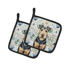 Load image into Gallery viewer, Welsh Terrier Coastal Sea Glass Pair of Pot Holders