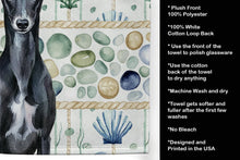Load image into Gallery viewer, Black Whippet Coastal Sea Glass Kitchen Towel
