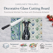 Load image into Gallery viewer, Black Whippet Coastal Sea Glass Glass Cutting Board