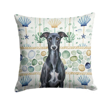 Load image into Gallery viewer, Black Whippet Coastal Sea Glass Throw Pillow