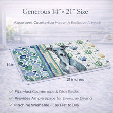 Load image into Gallery viewer, Blue Whippet Coastal Sea Glass Dish Drying Mat