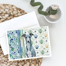 Load image into Gallery viewer, Blue Whippet Coastal Sea Glass Greeting Cards Pack of 8