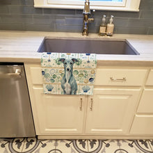 Load image into Gallery viewer, Blue Whippet Coastal Sea Glass Kitchen Towel