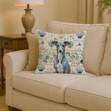 Load image into Gallery viewer, Blue Whippet Coastal Sea Glass Throw Pillow