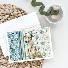 Load image into Gallery viewer, Brindle Whippet Coastal Sea Glass Greeting Cards Pack of 8
