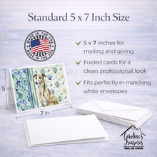 Load image into Gallery viewer, Brindle Whippet Coastal Sea Glass Greeting Cards Pack of 8