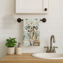 Load image into Gallery viewer, Brindle Whippet Coastal Sea Glass Kitchen Towel