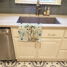 Load image into Gallery viewer, Brindle Whippet Coastal Sea Glass Kitchen Towel
