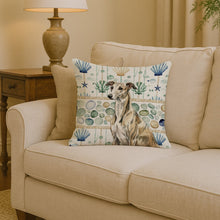 Load image into Gallery viewer, Brindle Whippet Coastal Sea Glass Throw Pillow