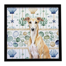 Load image into Gallery viewer, Fawn Whippet Coastal Sea Glass Framed Metal Print