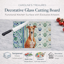 Load image into Gallery viewer, Red Whippet Coastal Sea Glass Glass Cutting Board