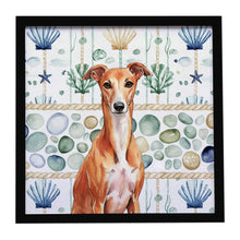 Load image into Gallery viewer, Red Whippet Coastal Sea Glass Framed Metal Print