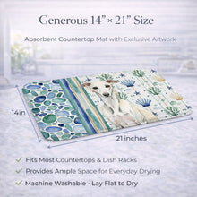 Load image into Gallery viewer, White Whippet Coastal Sea Glass Dish Drying Mat