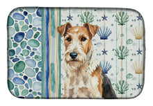 Load image into Gallery viewer, Wire Fox Terrier Coastal Sea Glass Dish Drying Mat