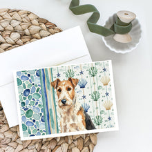 Load image into Gallery viewer, Wire Fox Terrier Coastal Sea Glass Greeting Cards Pack of 8