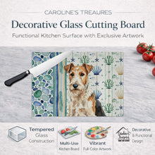 Load image into Gallery viewer, Wire Fox Terrier Coastal Sea Glass Glass Cutting Board