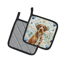 Load image into Gallery viewer, Wirehaired Pointing Griffon Coastal Sea Glass Pair of Pot Holders