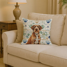 Load image into Gallery viewer, Wirehaired Pointing Griffon Coastal Sea Glass Throw Pillow