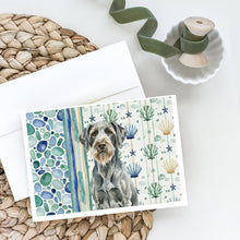 Load image into Gallery viewer, Steel Gray Wirehaired Pointing Griffon Coastal Sea Glass Greeting Cards Pack of 8