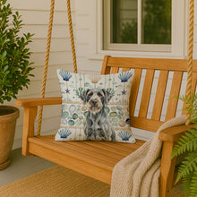 Load image into Gallery viewer, Steel Gray Wirehaired Pointing Griffon Coastal Sea Glass Throw Pillow