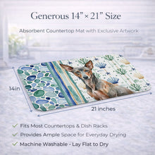 Load image into Gallery viewer, Xoloitzcuintli Coastal Sea Glass Dish Drying Mat