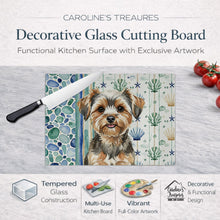 Load image into Gallery viewer, Yorkiepoo Coastal Sea Glass Glass Cutting Board