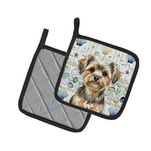 Load image into Gallery viewer, Yorkiepoo Coastal Sea Glass Pair of Pot Holders
