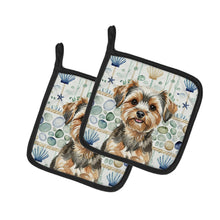 Load image into Gallery viewer, Yorkiepoo Coastal Sea Glass Pair of Pot Holders