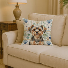 Load image into Gallery viewer, Yorkiepoo Coastal Sea Glass Throw Pillow
